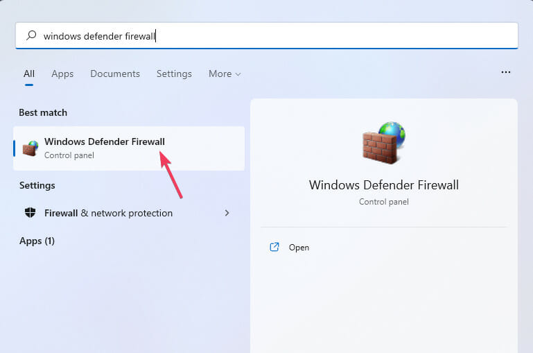 Windows Defender Firewall search dbd error code 8018