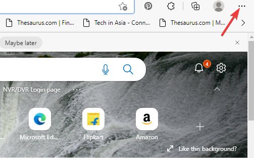 Click on three dots in Edge