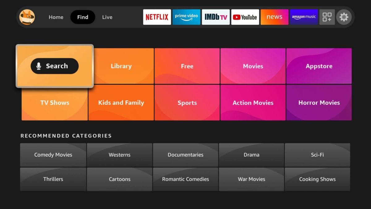 Search apps on Amazon Fire