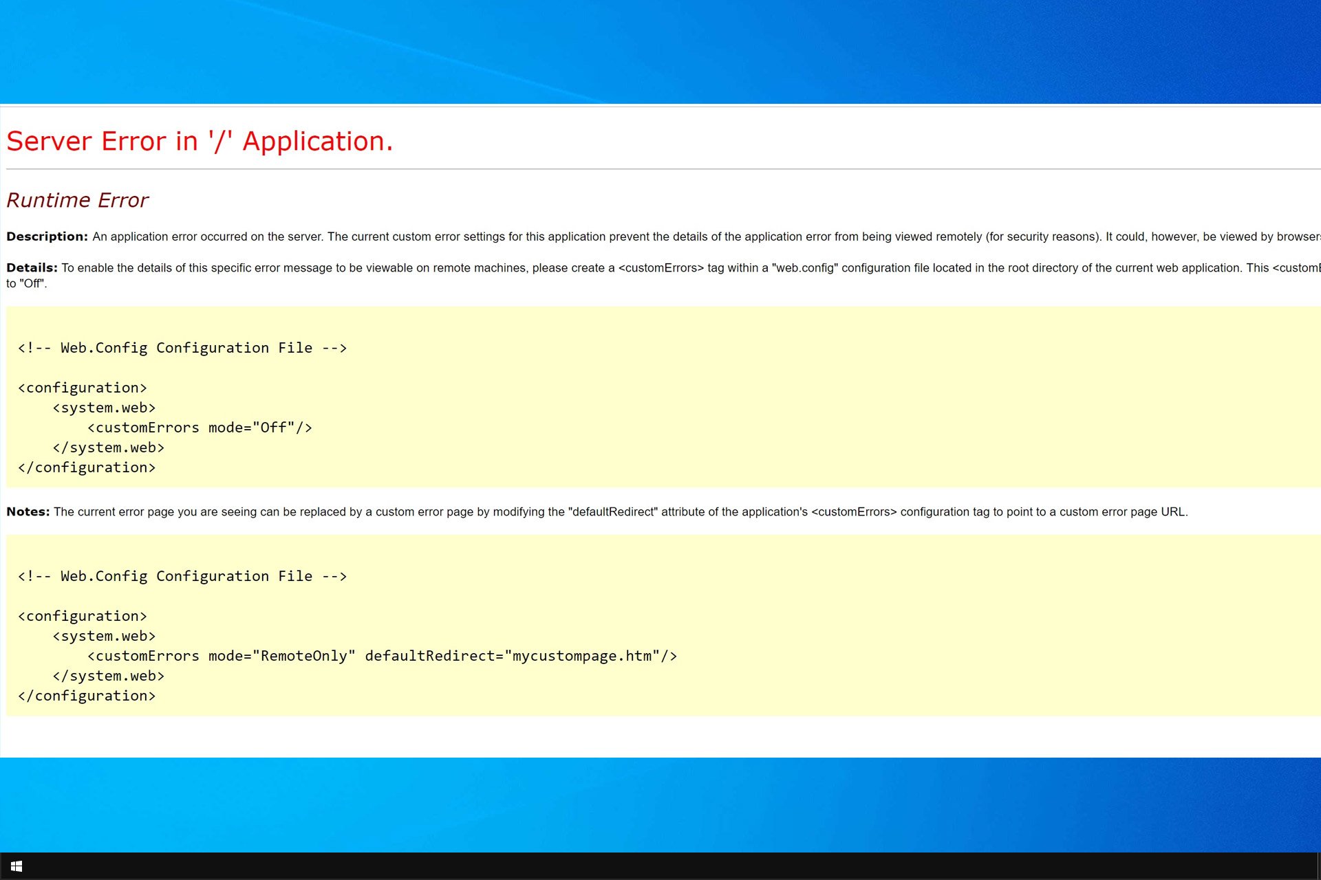Server Error In Application Runtime Error Description An Application