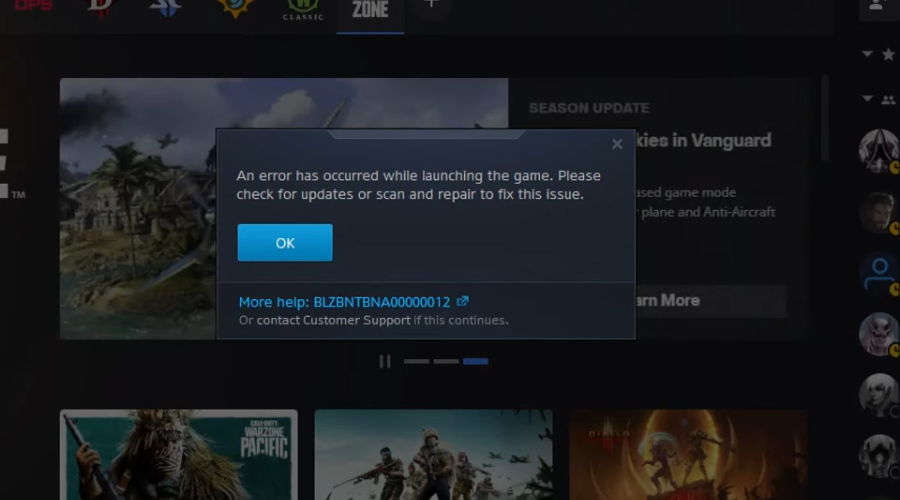 How To Fix BLZBNTBNA00000012 Error Warzone Not Launching or Running from Battle  Net Client 