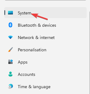 click on system in the settings window