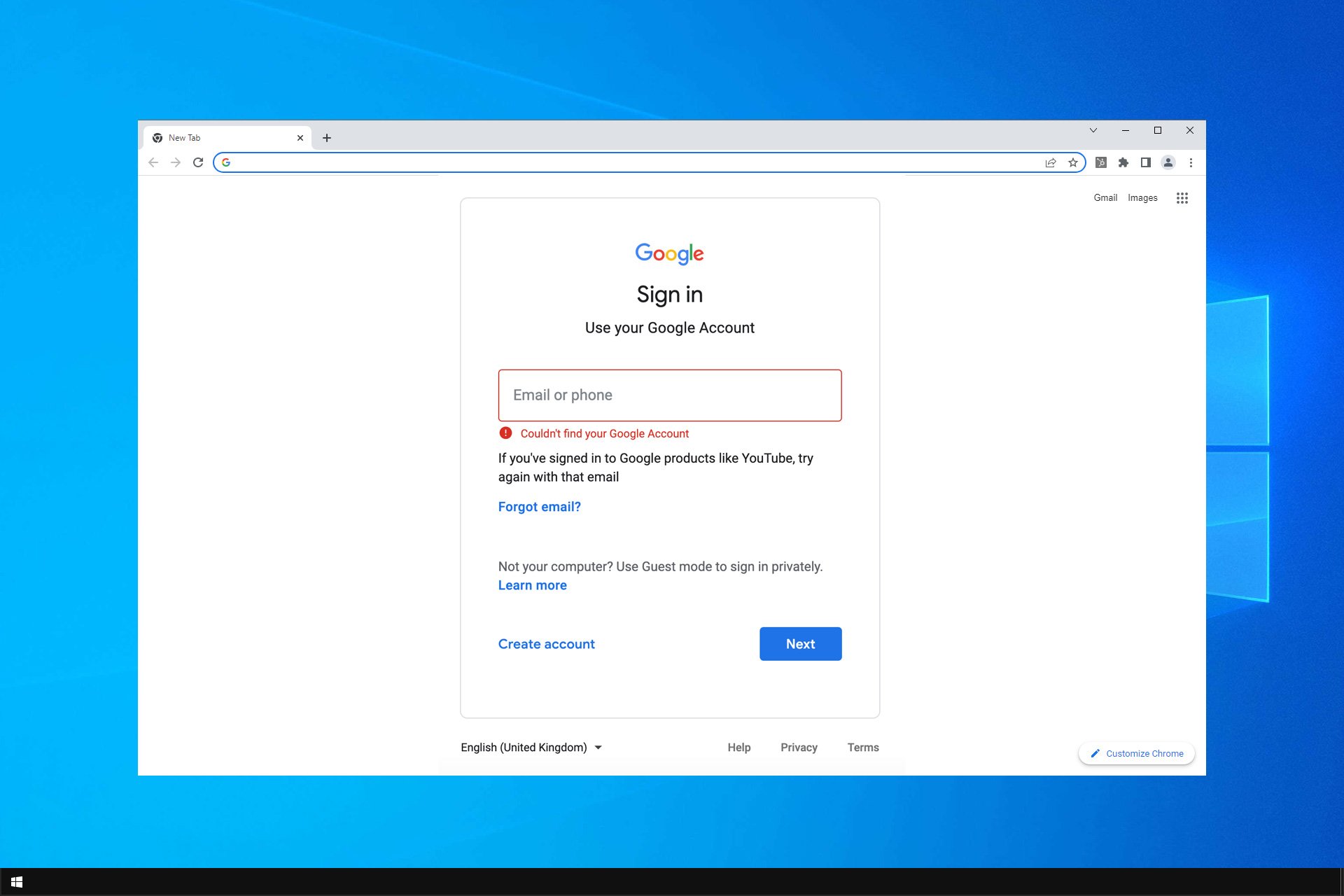 Google Account page gmail account could not sign in/ gmail could not login/ gmail could not parse the login request