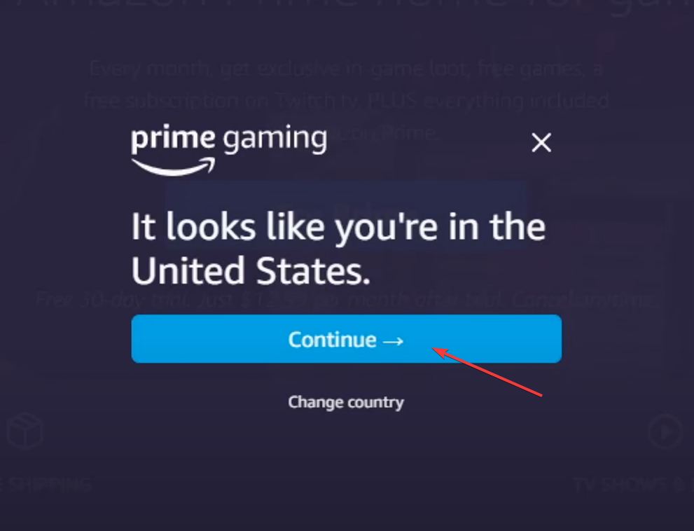 Continue to fix amazon prime gaming not working