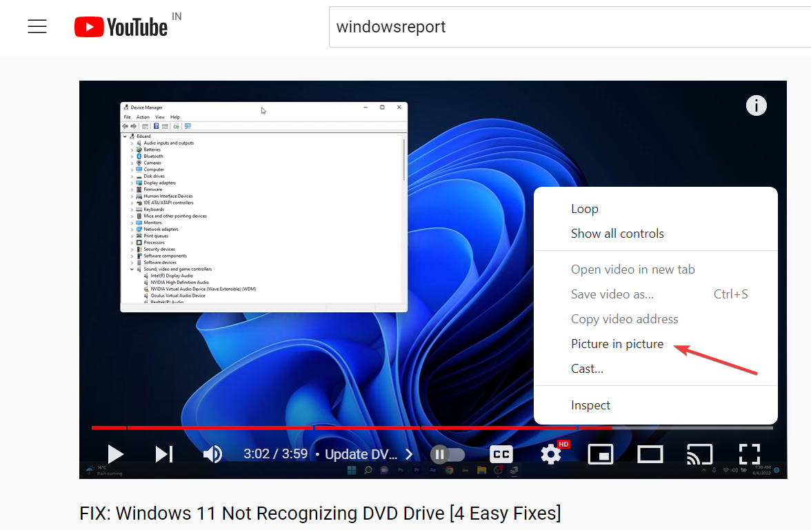picture-in-picture to open video pop out chrome