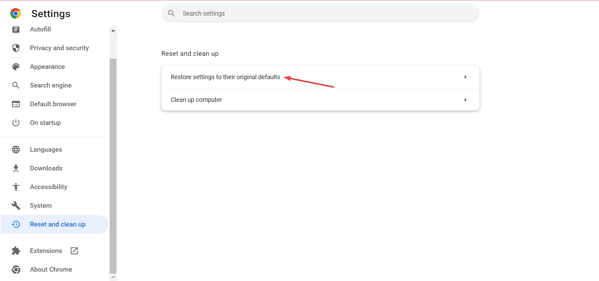Restore settings to their original defaults to fix can't print from chrome