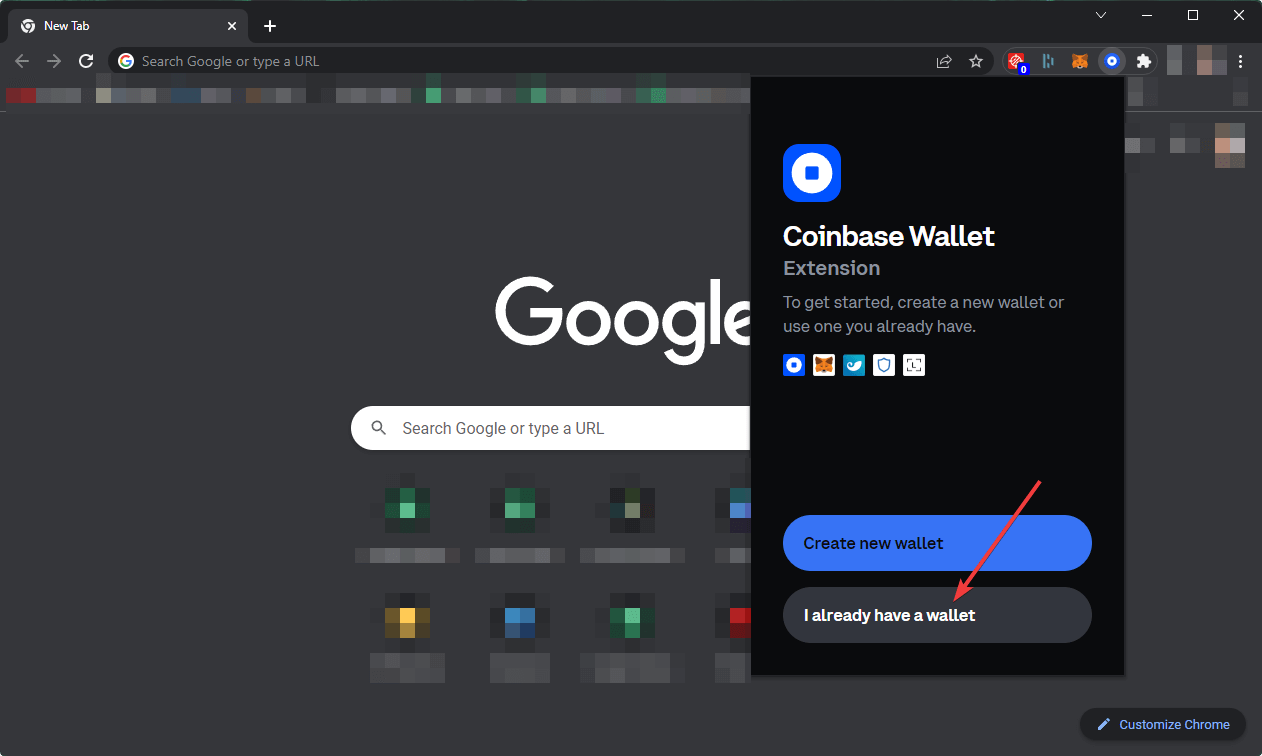 clicking i have a wallet coinbase wallet extension