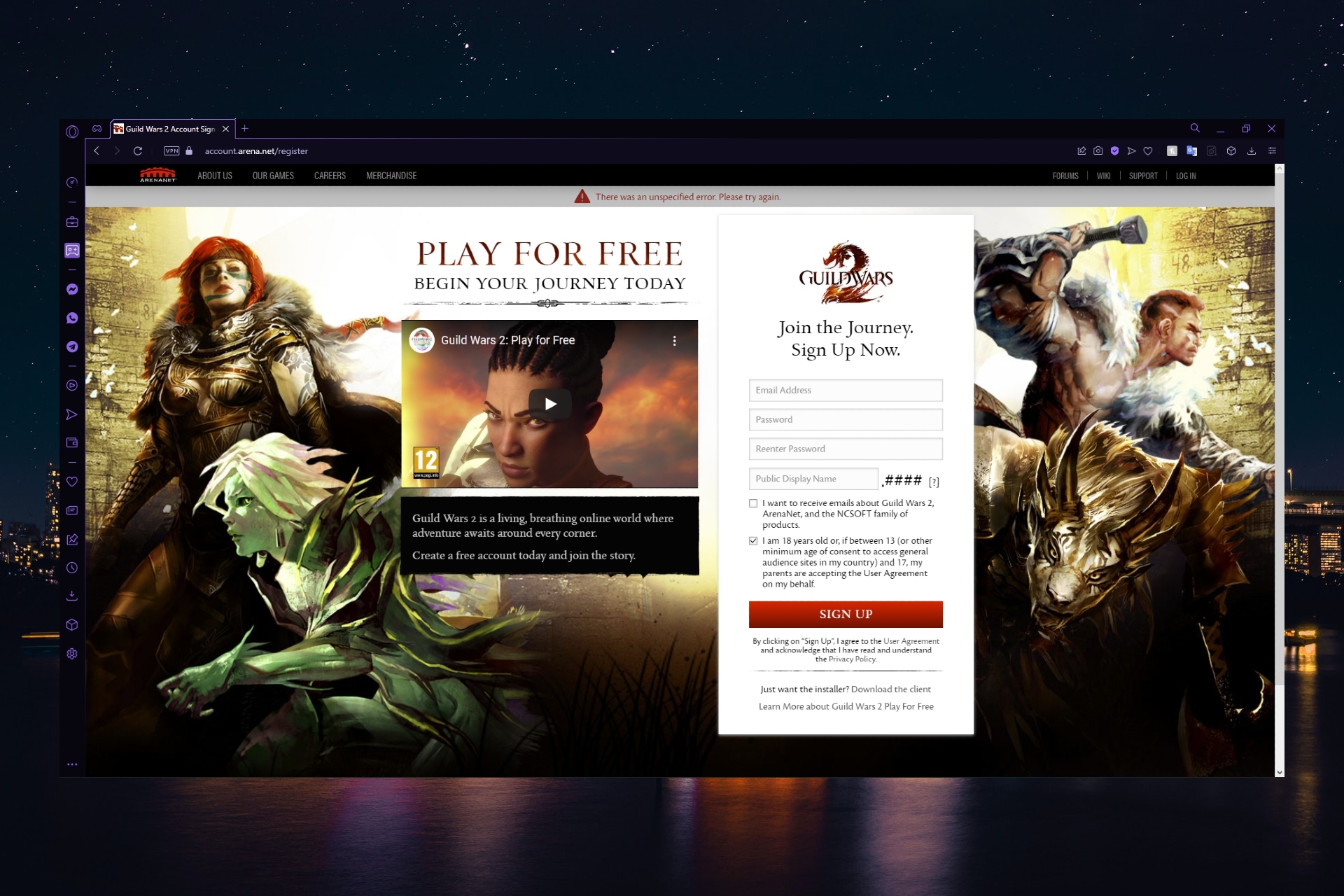 Feature image Guild Wars 2 not authorized to create an account.