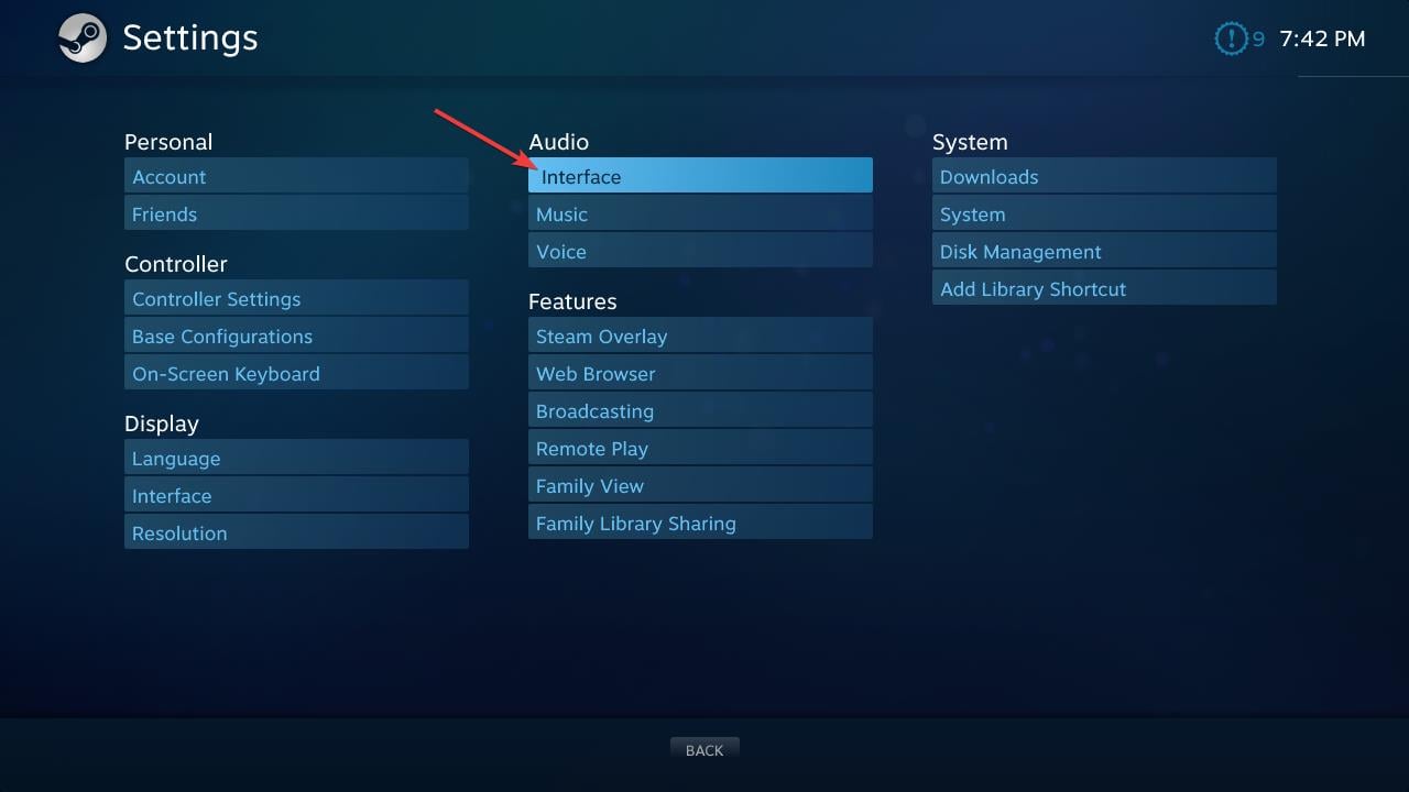 going audio settings interface steam link host