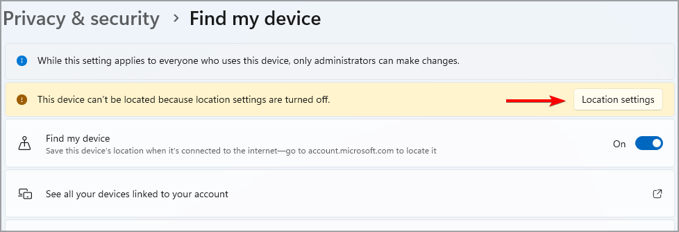windows 11 security location service turned off