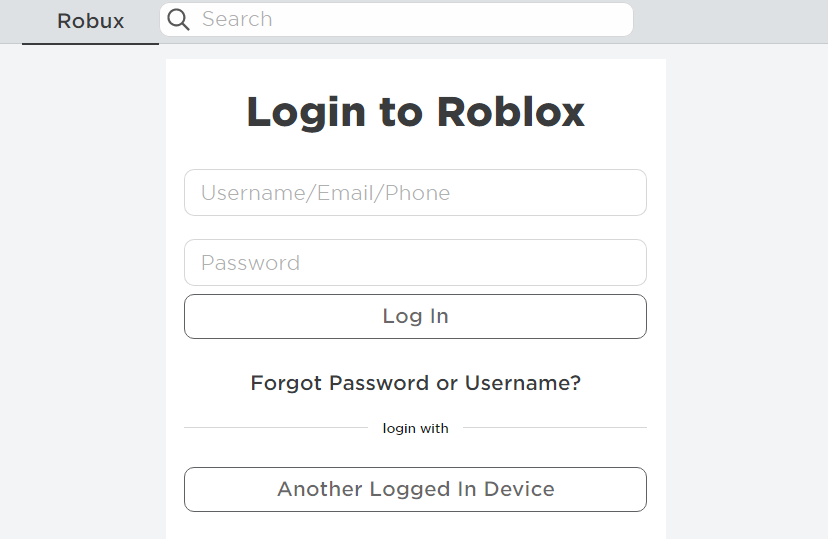 Login to Roblox page roblox error code 264