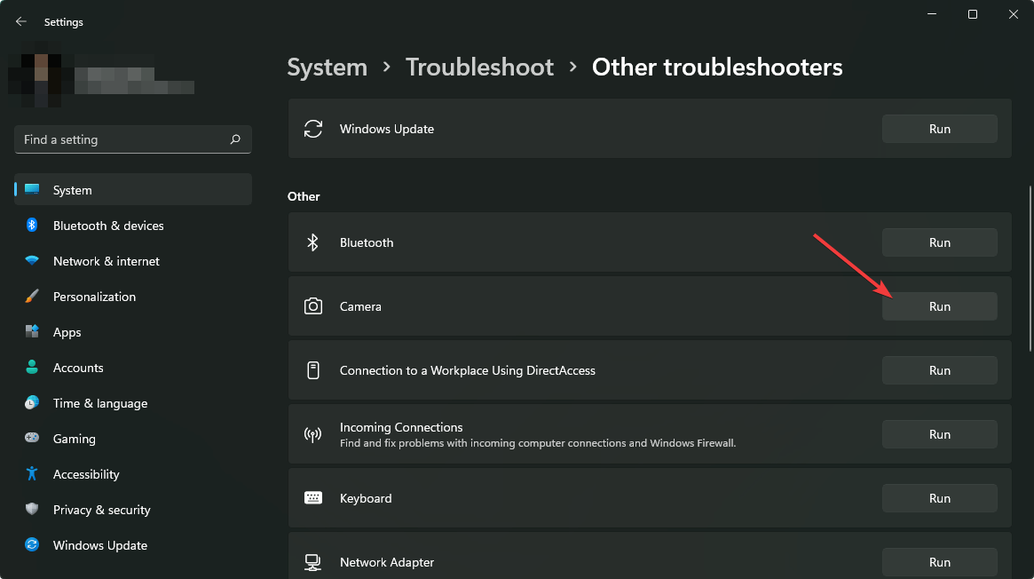 running camera troubleshooting windows 11 settings