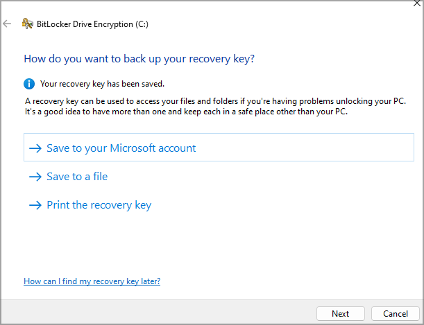 recovery key bitlocker windows 11 security