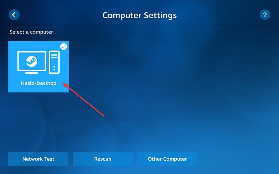 selecting computer steam link app