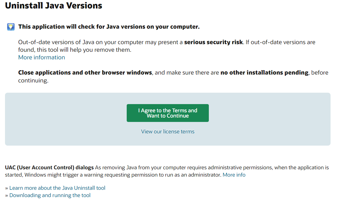 uninstall-java your browser does not support java