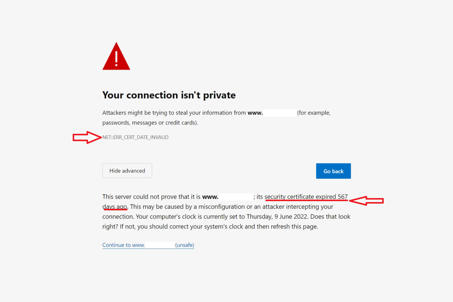WordPress site not secure certificate expired