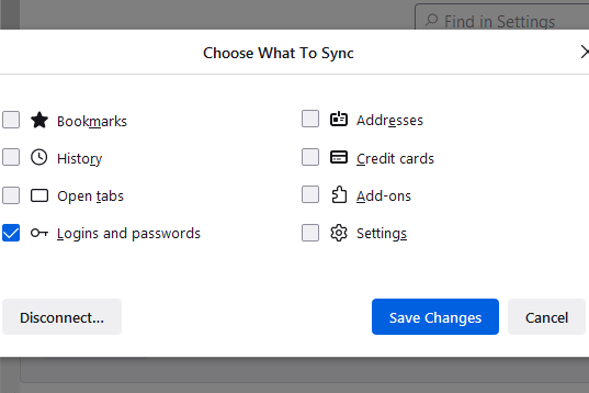 Firefox Bookmarks not Syncing Choose data