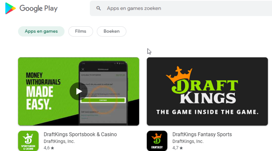 draftkings network error - update the application