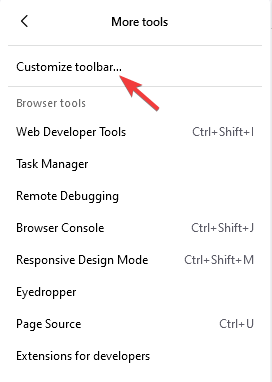 Customize toolbar