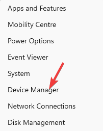 select Device manager from Start menu
