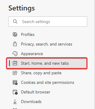 start home and new tabs