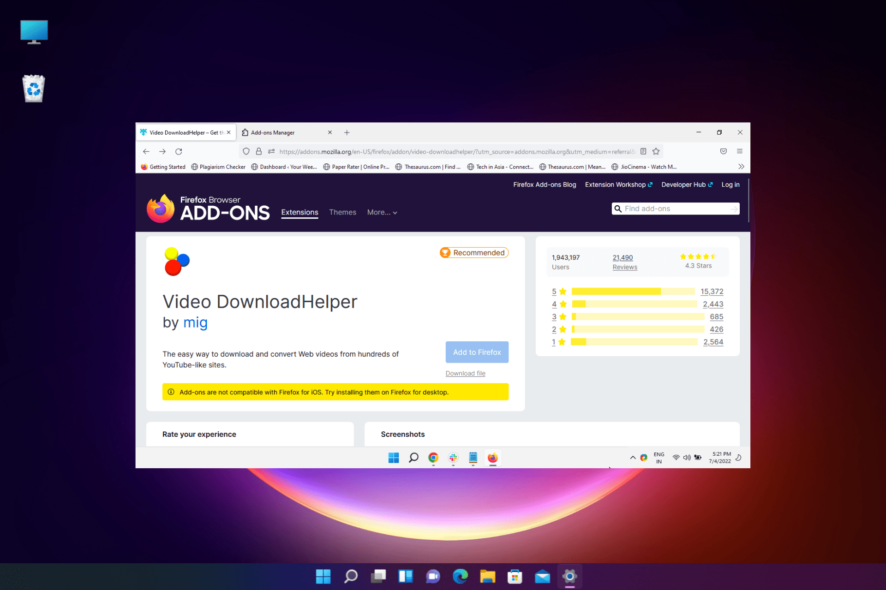 Video Downloadhelper not working in firefox