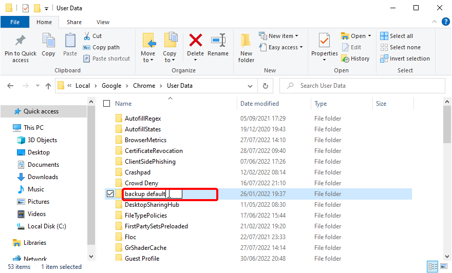 default folder aw snap error chrome windows 10