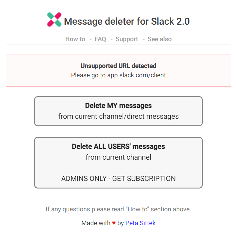 bulk delete messages on slack pop up