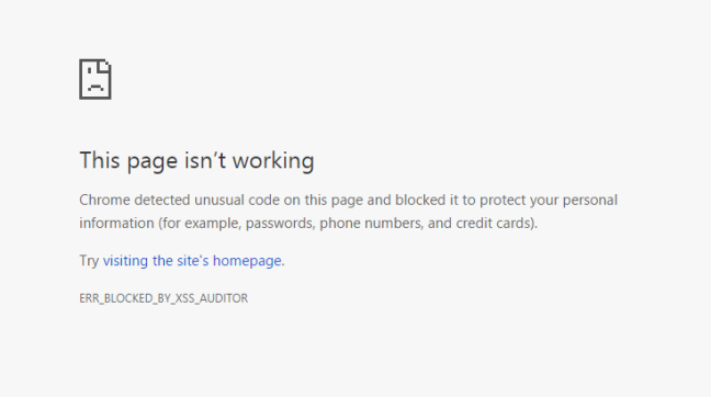 Chrome detected unusual code on this page and blocked it error.