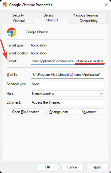 Disbale XSS auditor to fix chrome detected unusual code and blocked it error.