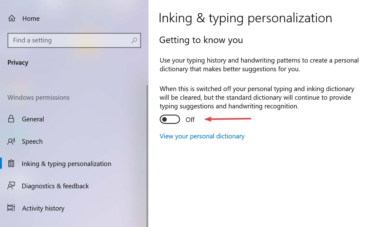 how to disable keylogger windows 11 inking