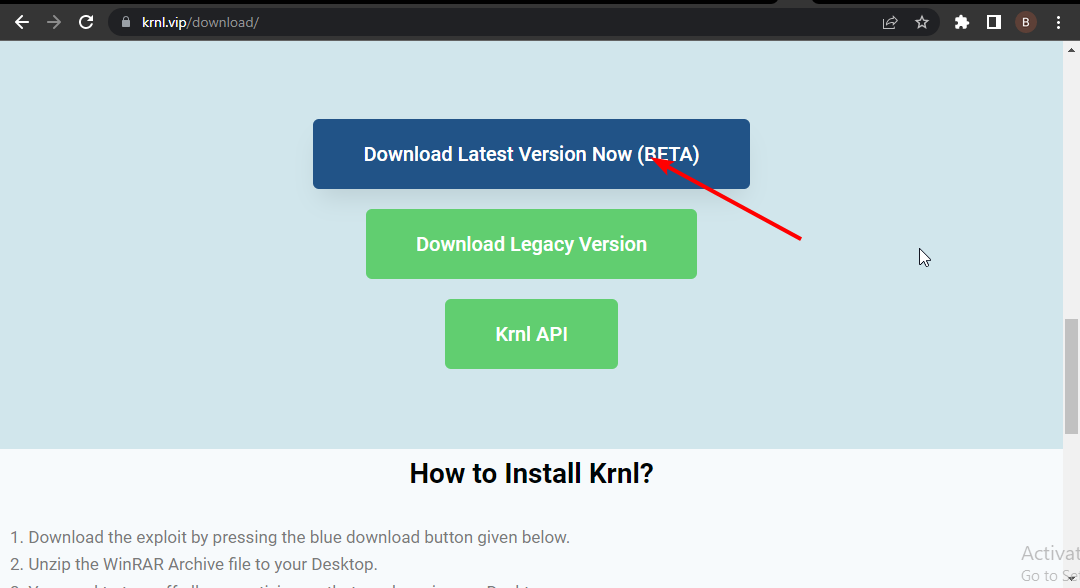 download button how to update krnl