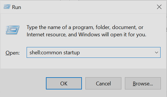 how to access startup folder command