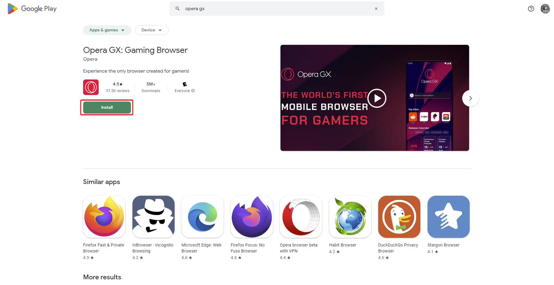 Download Opera GX for Chromebook.