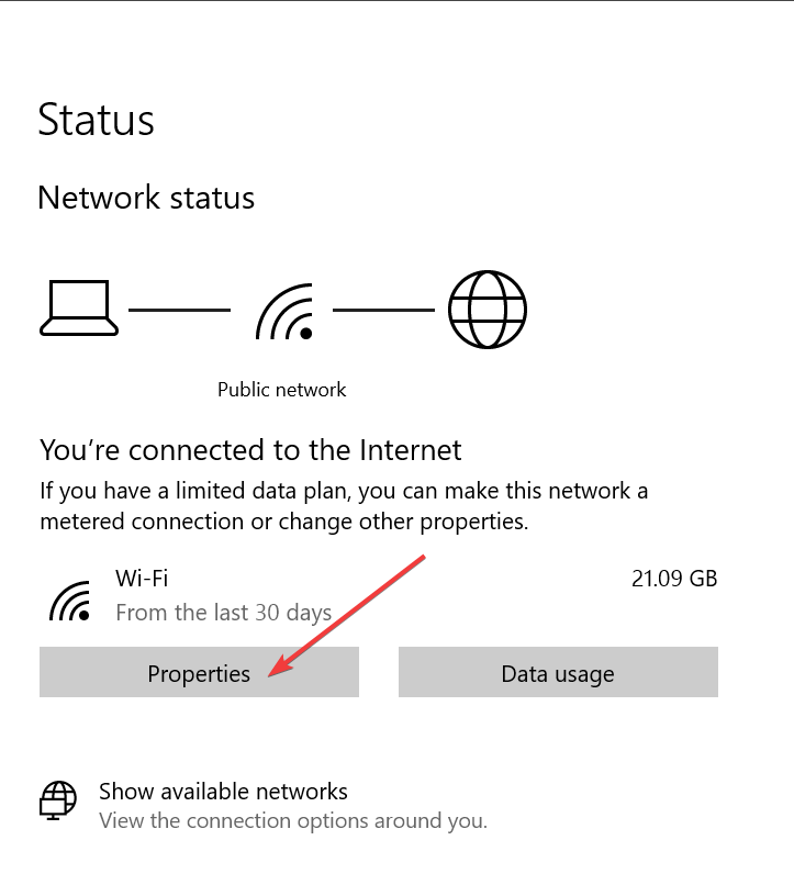 wifi network properties settings