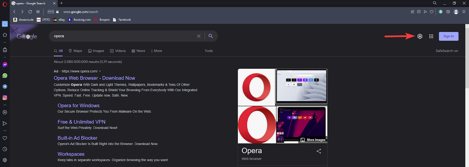 opera search settings