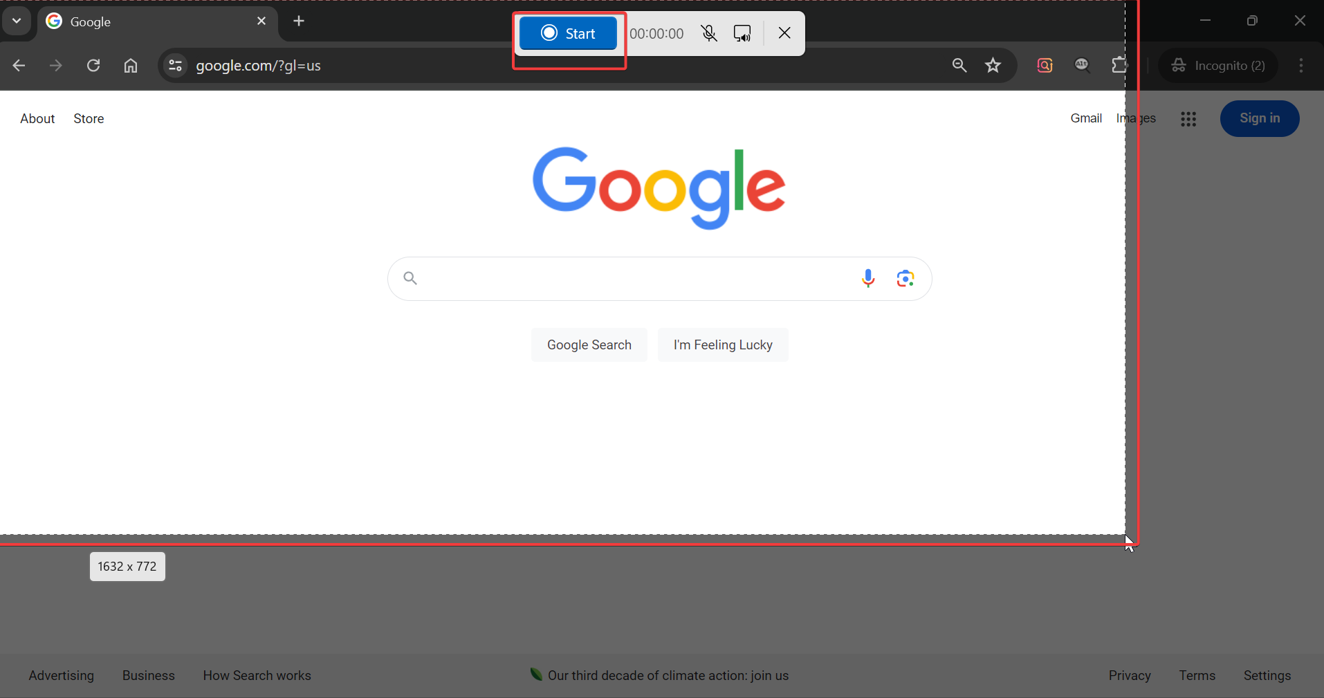 record chrome with snipping tool