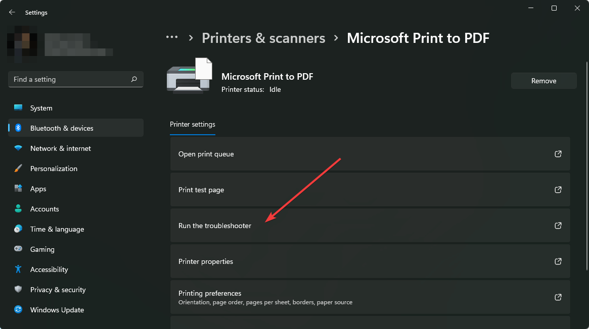 running specific printer troubleshooter windows 11 settings