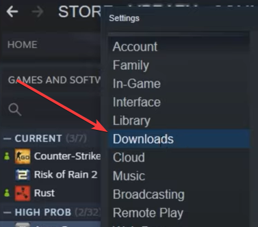 Check the Steam library