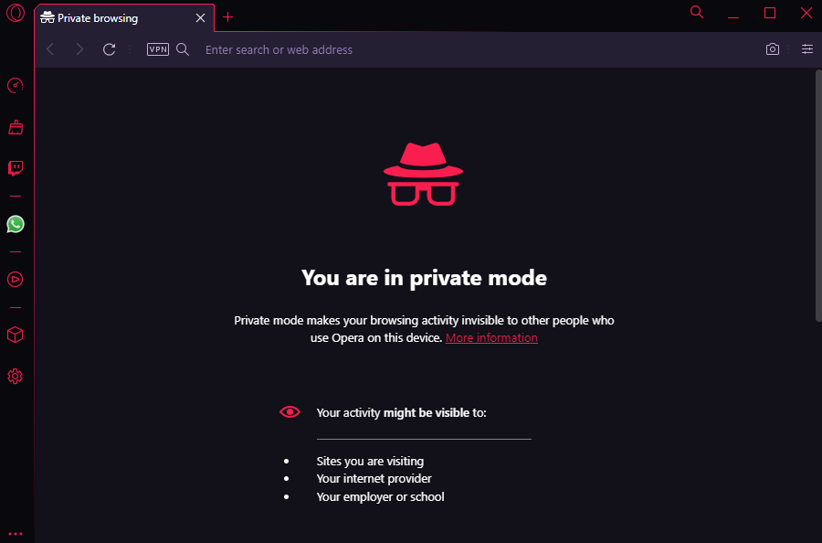 opera gx incognito mode