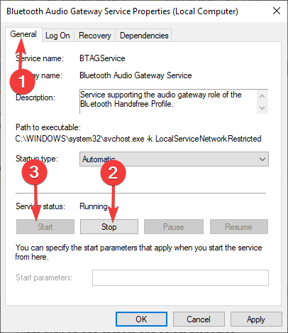 Stop and Run Services - windows 11 auto connect bluetooth