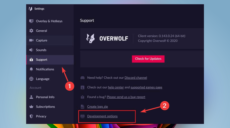 support tab overwolf