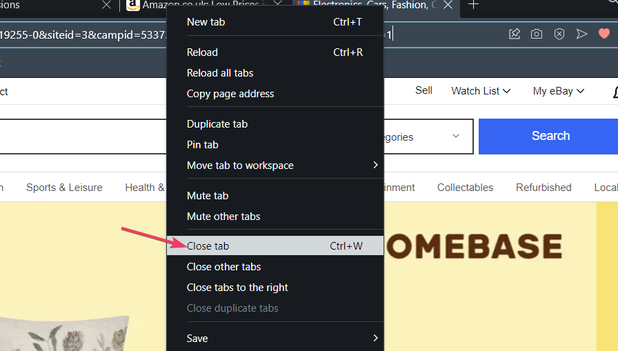 The Close tab option opera browser ram usage