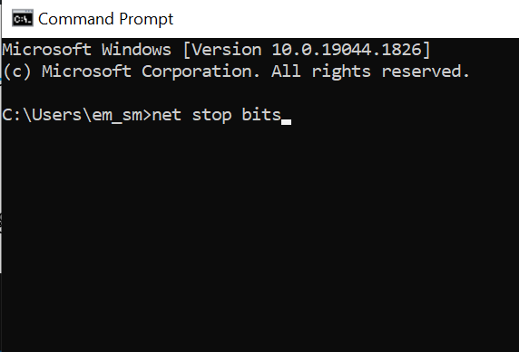 command prompt stop bits