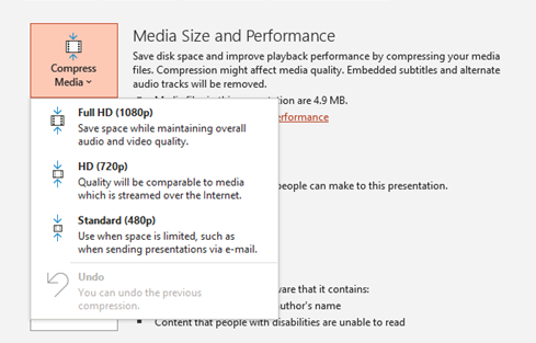 how to compress powerpoint file media