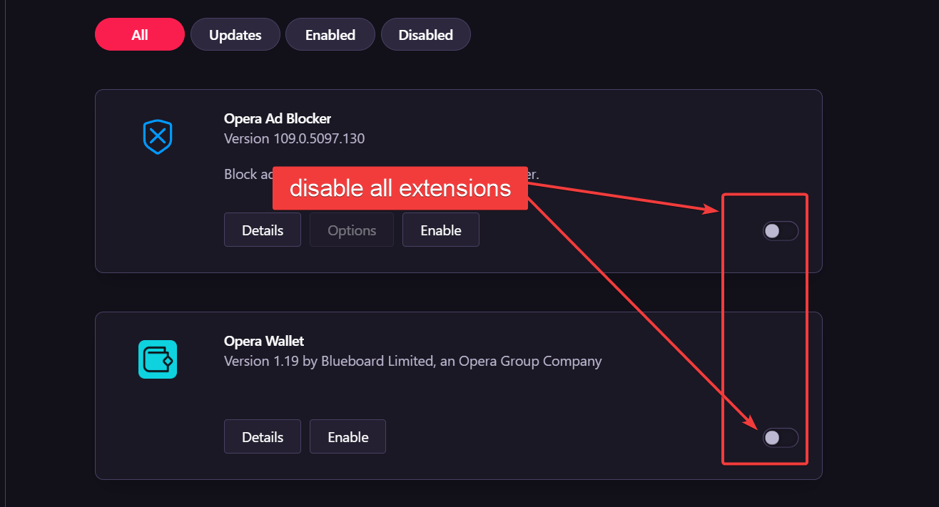 disable extensions opera gx