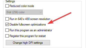 turn off fullscreen optimization windows 10