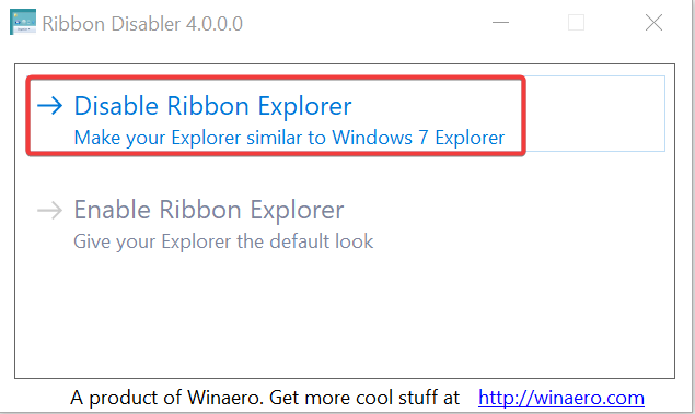 disable windows 10 ribbon feature