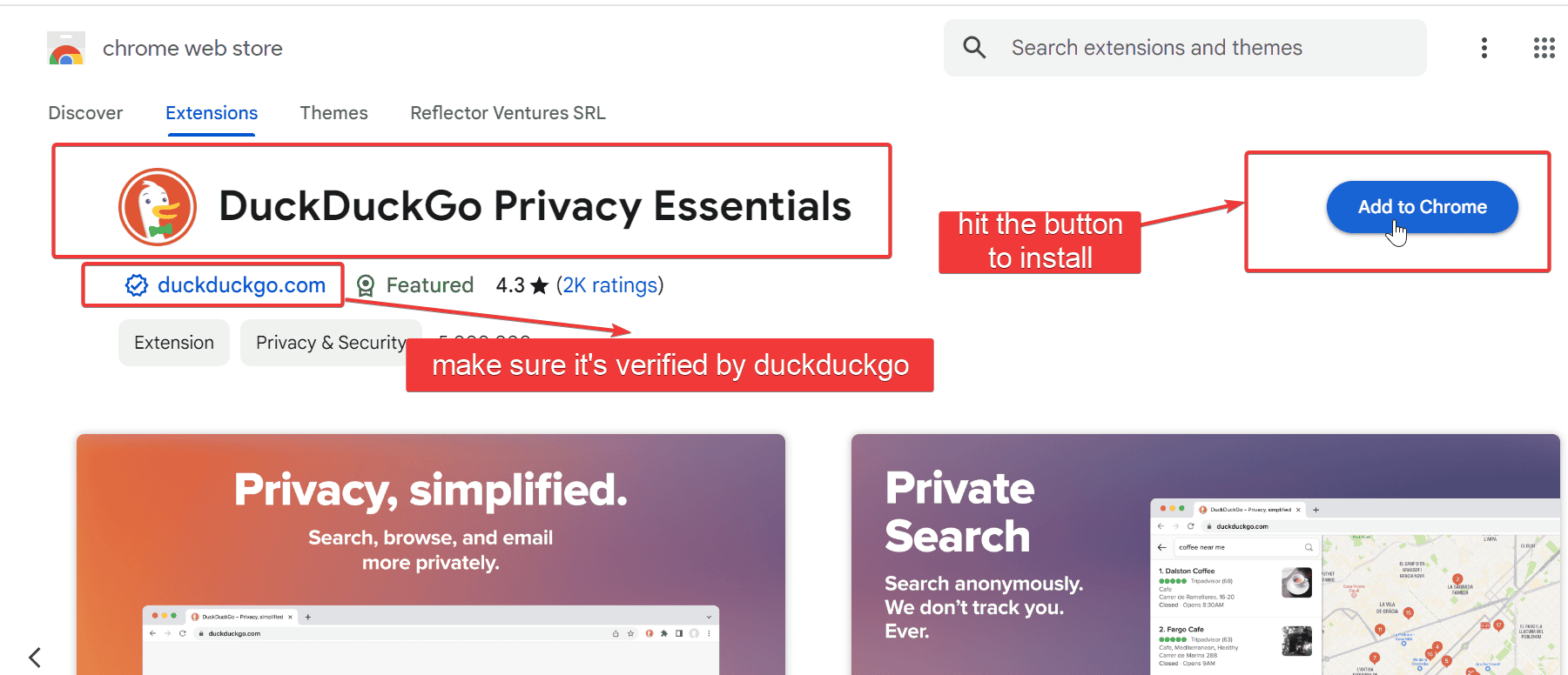 duckduckgo extension add to chrome