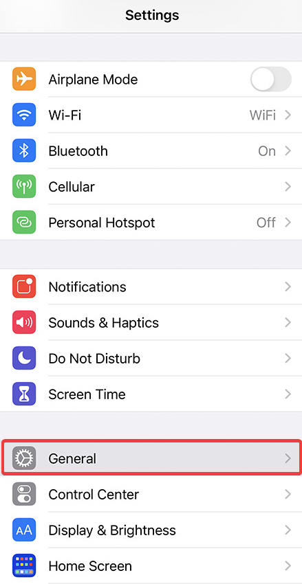 general setting in iPhone